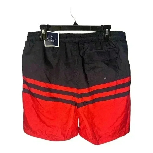 Club Room Mens Colorblock Red/Blue Striped Swim Trunks - Picture 3 of 8
